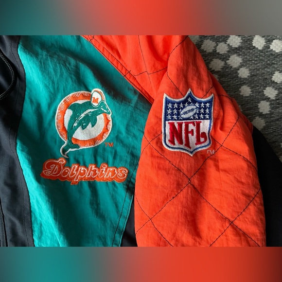 Miami Dolphins RARE NFL Starter Coat Kids Youth Boys Girls XS Black Orange Teal - Picture 9 of 14